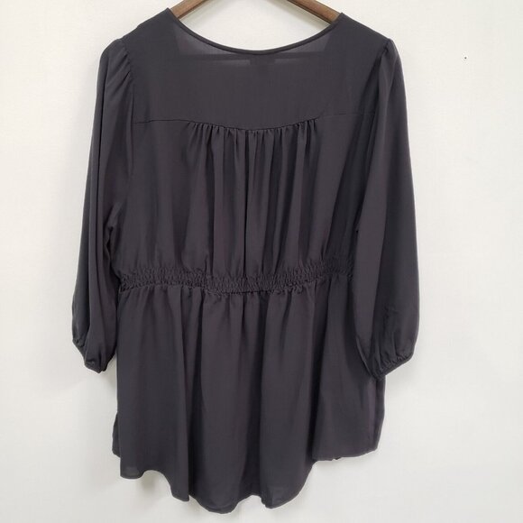 Torrid Womens Dark Cottagecore Smocked Babydoll Top Size 1X Gray Peasant Prairie - Picture 2 of 12